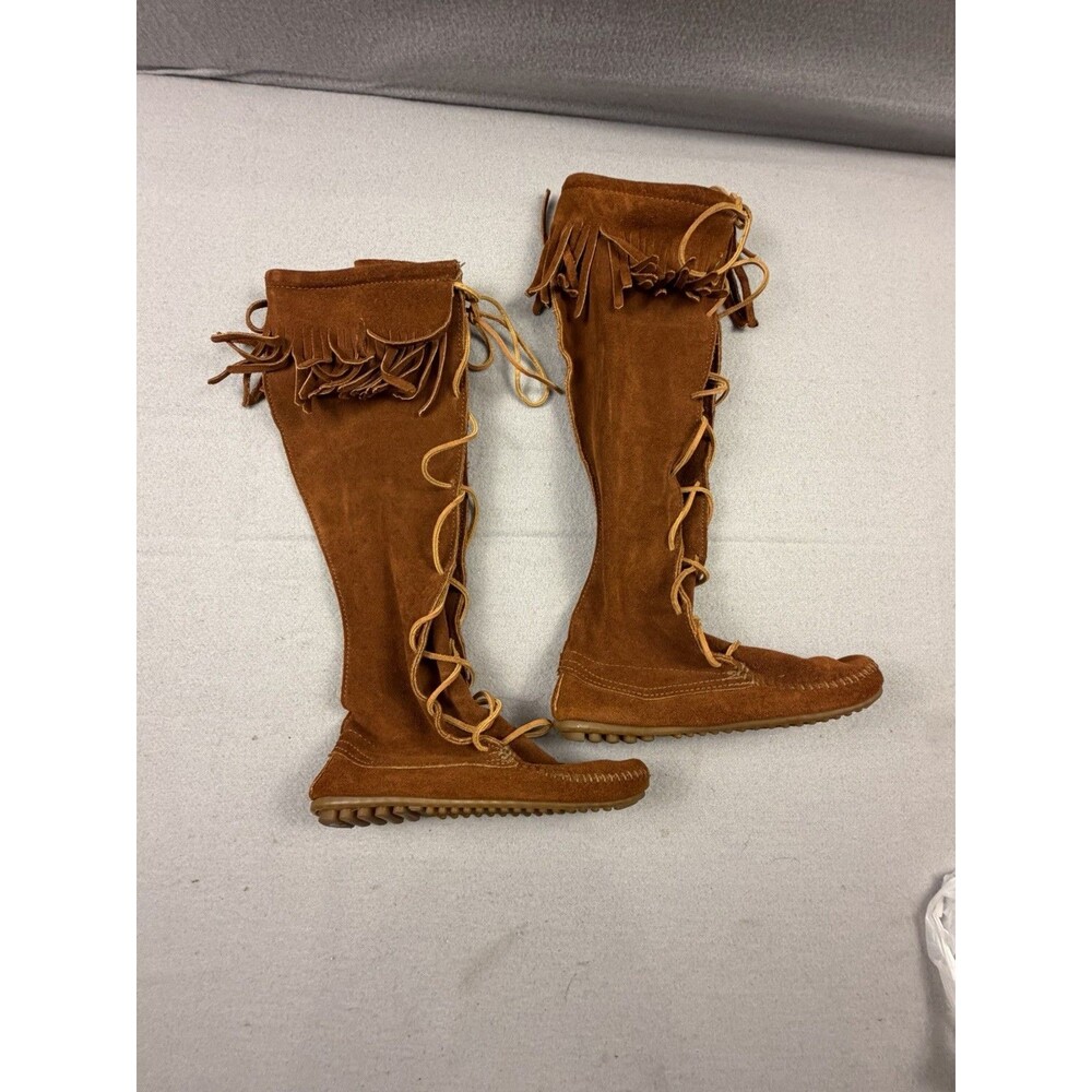 Minnetonka Moccasins VTG Knee High Boots Women’s 5 Brown Suede Made In USA